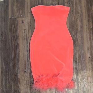 Pink Suede feather dress